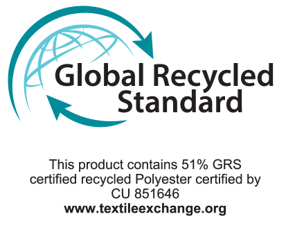 Global Recycled Standard: Dieses Produkt enthält 51% GRS-zertifiziertes recyceltes Polyester, zertifiziert durch CU 851646. www.textileexchange.org