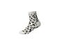 Weiße Socke mit Leopardenmuster in Schwarz und Beige