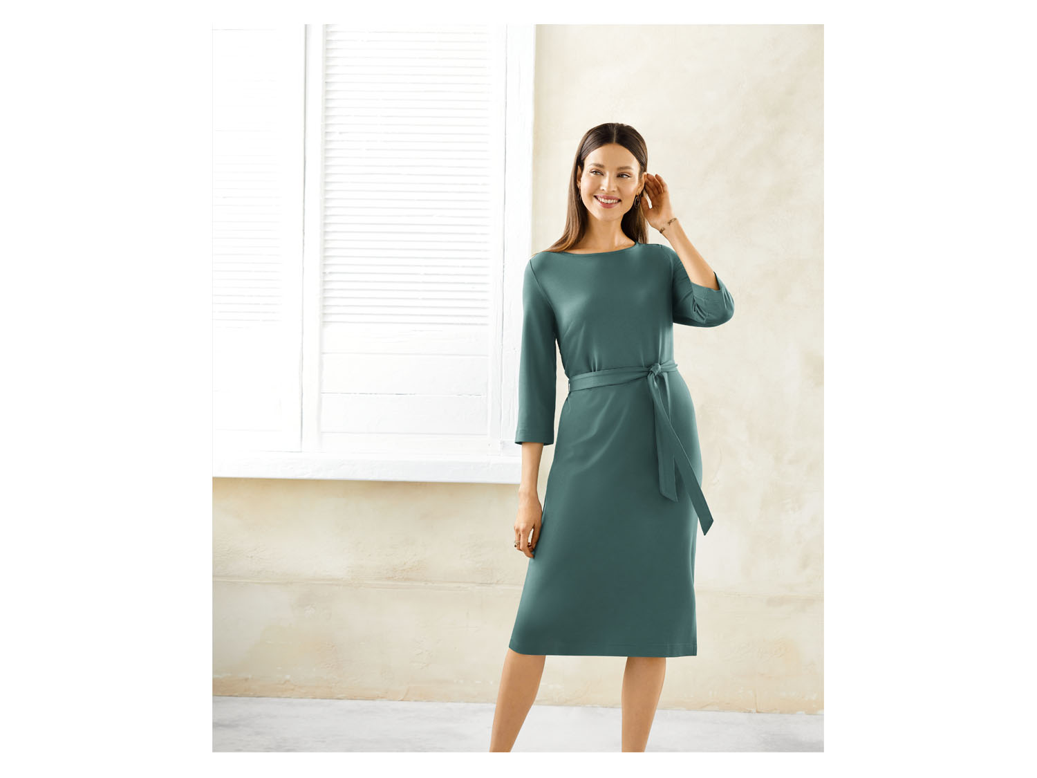 ESMARA® Damen Kleid Punto Di Roma (Grün, S(36/38)) – Bild 2 von 4