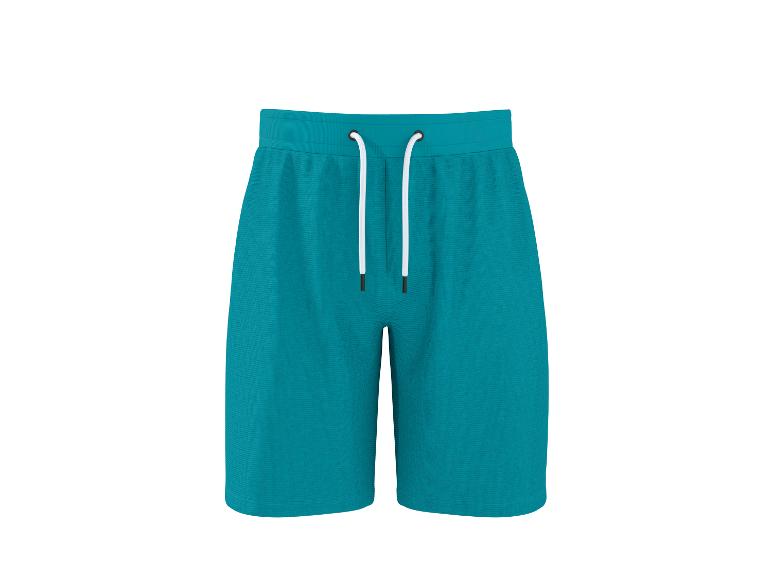Türkisblaue Sweatshorts mit weißem Kordelzug