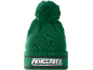 Grüne Strickmütze mit Bommel und Logo eines beliebten Spiels
