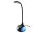Schwarze LED-Schreibtischlampe mit blauem Umgebungslichtsockel und Touch-Bedienfeld.