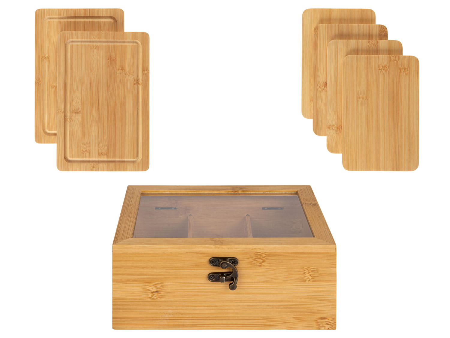 ERNESTO® Schneidebretter-Set  / Tee-Box, aus Bambus