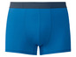 Blaue Boxershorts mit dunkelblauem Bund.