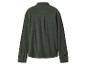 Dunkelgrünes Fleece-Langarmhemd mit Kragen, Rückansicht.