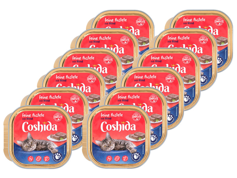 Gehe zu Vollbildansicht: COSHIDA Katzenvollnahrung feine Pastete mit Rind, 12 x 100 g - Bild 1