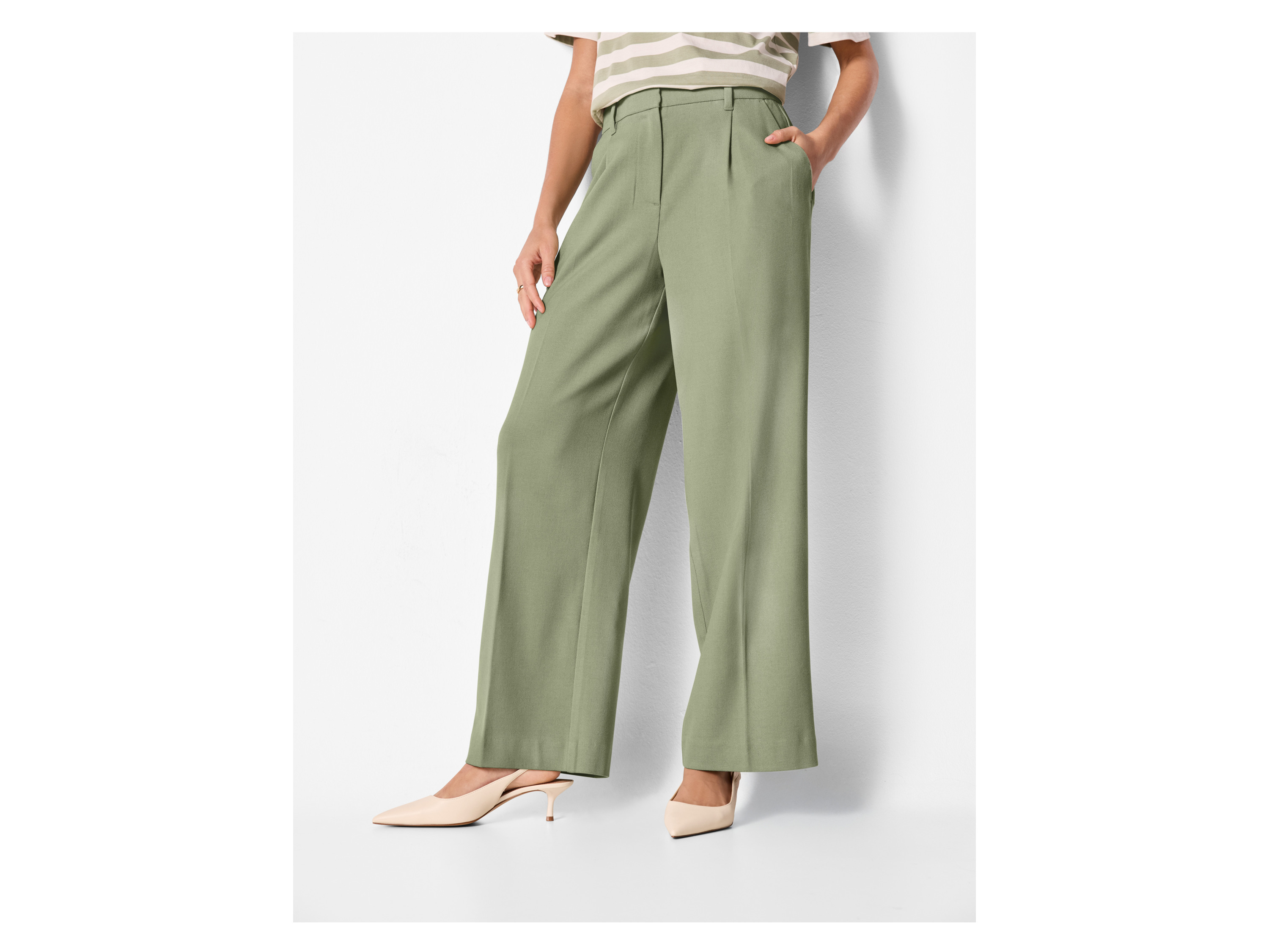 ESMARA® Damen Wide-Leg-Hose (Grün, XS) – Bild 2 von 4