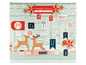 Ein Adventskalender mit 24 Türchen, Rehen und Weihnachtsdekoration.