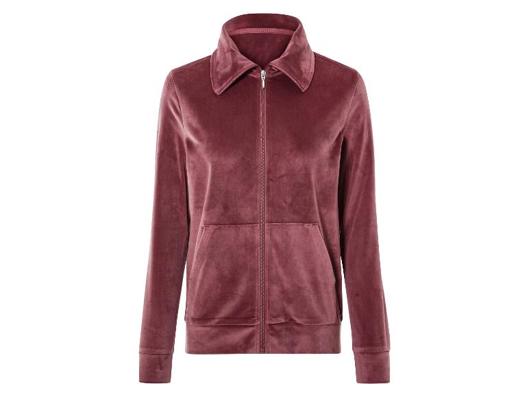 Eine rosafarbene Samtjacke mit Reißverschluss.