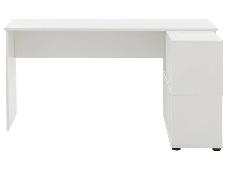 Gehe zu Vollbildansicht: Schildmeyer Büroserie 400 - Schreibtisch, mit Regal, modern, weiß - Bild 3