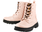 Rosa Kinder-Schnürstiefel mit Leopardenmuster-Detail