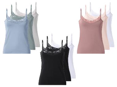 ESMARA® - Damen Spaghettiträgerhemd mit Spitze, 3 Stück