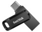 Ein schwarzer SanDisk USB-Stick mit USB-C-Anschluss.