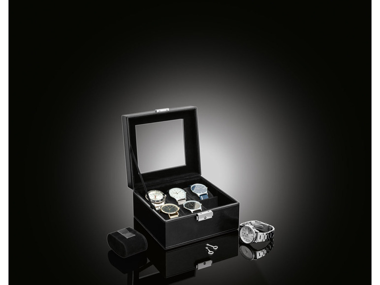 Gehe zu Vollbildansicht: AURIOL® Uhrenbox in Leder-Optik, mit Samtausstattung - Bild 3