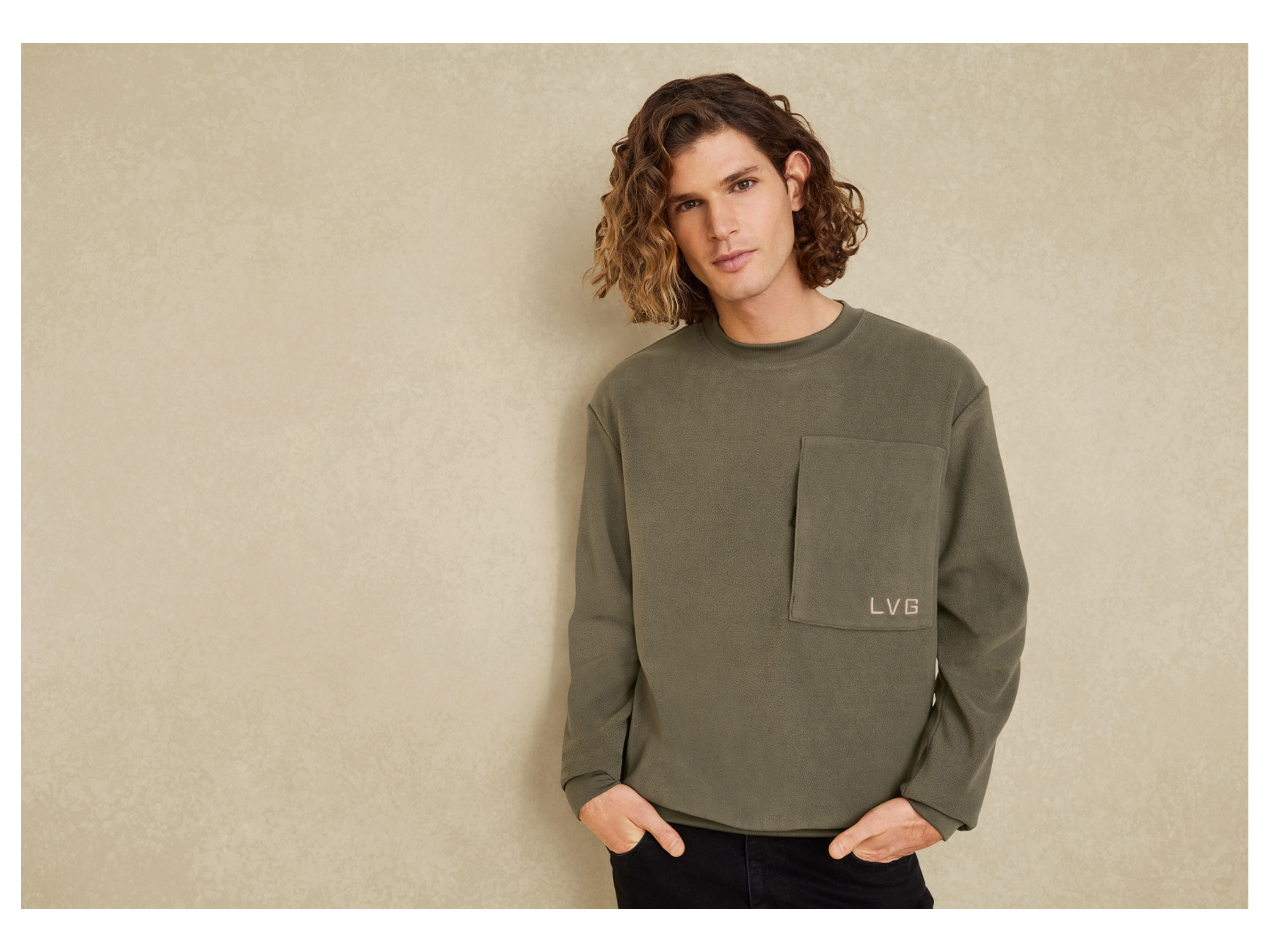 LIVERGY® Herren Sweatshirt Fleece (Khaki, M(48/50)) – Bild 2 von 4