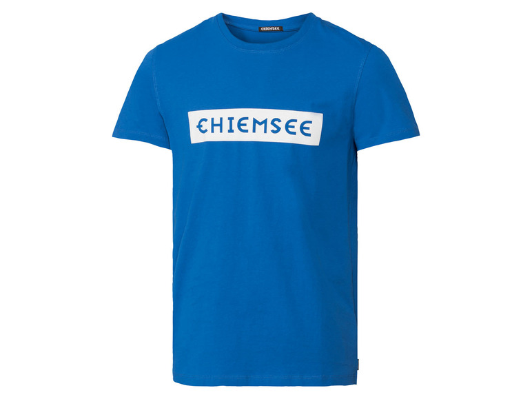 Blaues T-Shirt mit Chiemsee Logo.