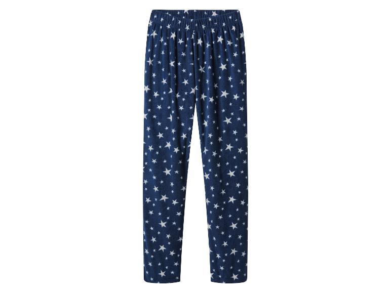 Blaue Fleece-Pyjamahose mit weißem Sternenmuster