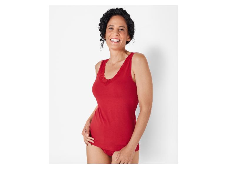 Damen Achselhemd, mit edler Spitze am Dekolleté