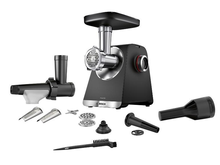 Fleischwolf mit verschiedenen Aufsätzen und Zubehör.
