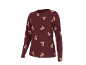 Bordeauxrotes Langarmshirt mit Teddybärmuster.