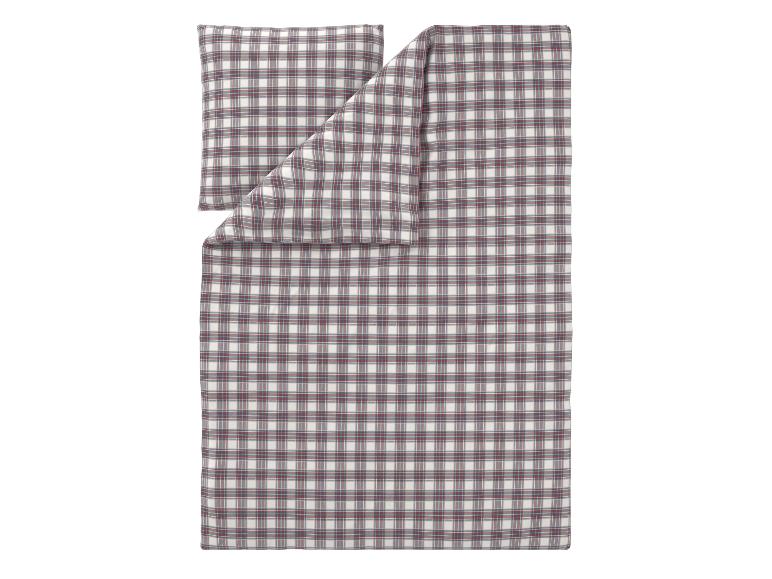 LIVARNO® CVC Feinbiber Bettwäsche-Set mit rot-grauem Karomuster.