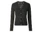 Schwarze Strickjacke mit Lochmuster und weißen Knöpfen