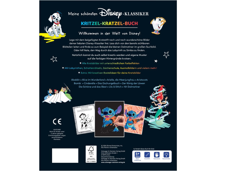 Disney-Kratzelbuch, fördert Kreativität und Feinmotorik.