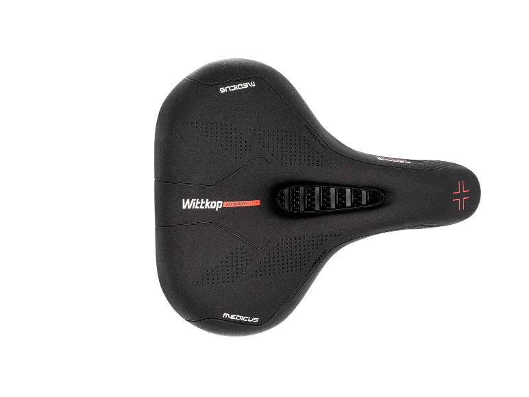Schwarzer Wittkop Medicus Fahrradsattel mit Memory-Schaum und AVS-System.