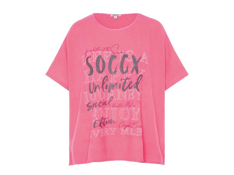 Pinkes T-Shirt mit grauem und weißem Text
