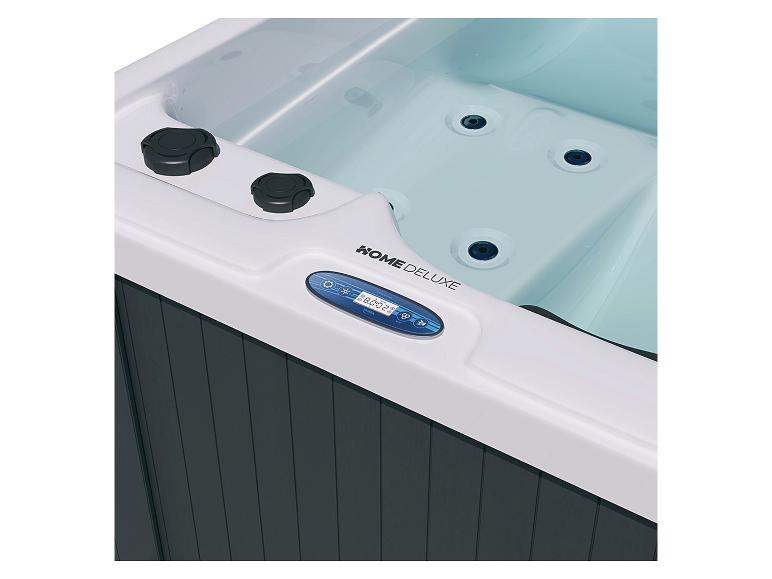 Bedienfeld und Details des HOME DELUXE Outdoor-Whirlpools Horizon.