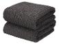 Zwei dunkelgraue, gefaltete Handtücher mit gerippter Textur