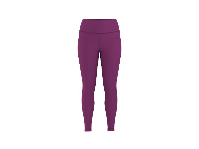 Lila Sportleggings mit hohem Bund und dezentem Logo.