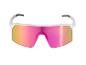 Weiße Sportbrille mit pink-orangen Spiegelgläsern