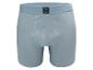 Hellblaue Herren-Boxershorts mit elastischem Bund und schwarzem Etikett.