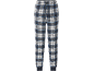 Herren-Flanell-Pyjamahose mit blauem, weißem und grauem Karomuster
