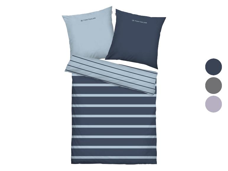 Tom Tailor gestreifte Bettwäsche in Blautönen, mit zwei Kissenbezügen.