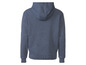 Ein blauer Hoodie mit Kapuze.