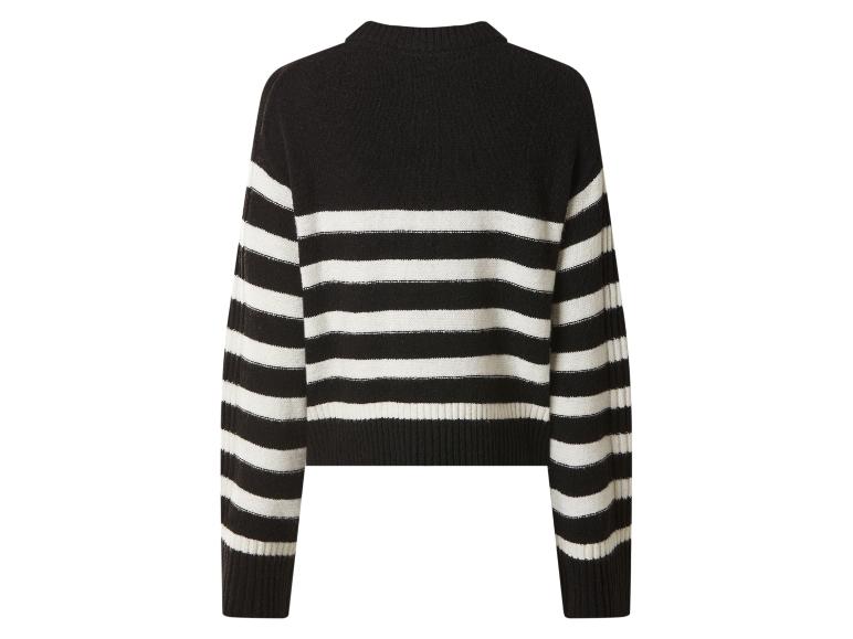 Schwarz-weiß gestreifter Langarmpullover, Rückansicht
