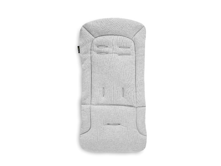 Graue Kinderwagenauflage mit Gurtschlitzen