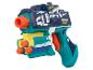 Mehrfarbige Spielzeugpistole mit den Worten „MODEL“ und „RAPID FIRE“.