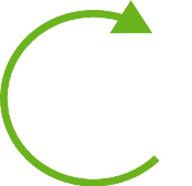 Grüner Pfeil, der einen fast vollständigen Kreis bildet und nach oben rechts zeigt.