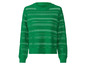Grüner Strickpullover mit Lochmuster-Streifen.
