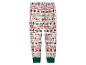 Weihnachtliche Pyjamahose mit Rentieren, Bäumen und Ornamenten.