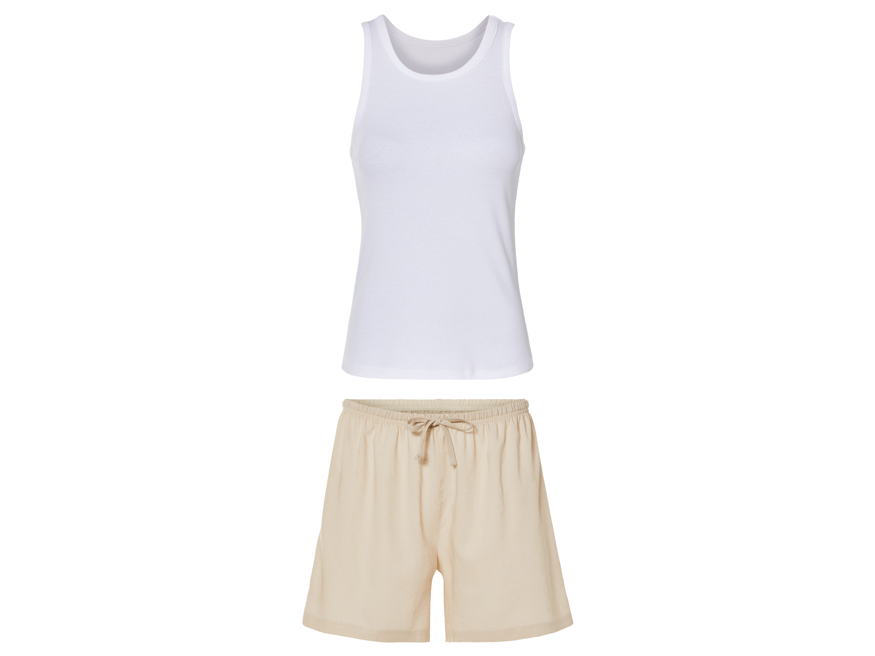 esmara® Damen Shorty Pyjama (XL (48/50), weiß/beige) | 04335633084285