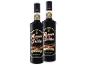 Zwei Flaschen Amaro di Sicilia, ein sizilianischer Likör, mit schwarzen und goldenen Etiketten.