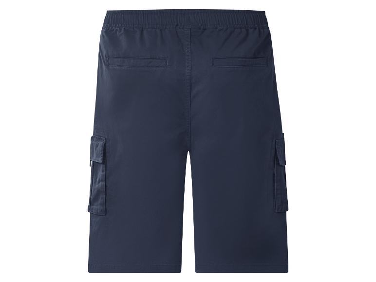 Marineblaue Cargo-Shorts mit elastischem Bund und Seitentaschen.