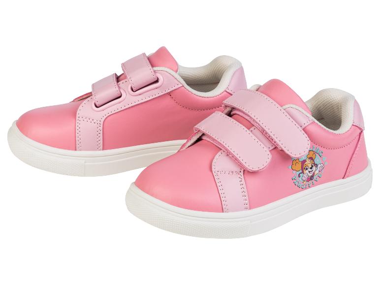 Rosa Kinderschuhe mit Klettverschluss, Paw Patrol Motiv.
