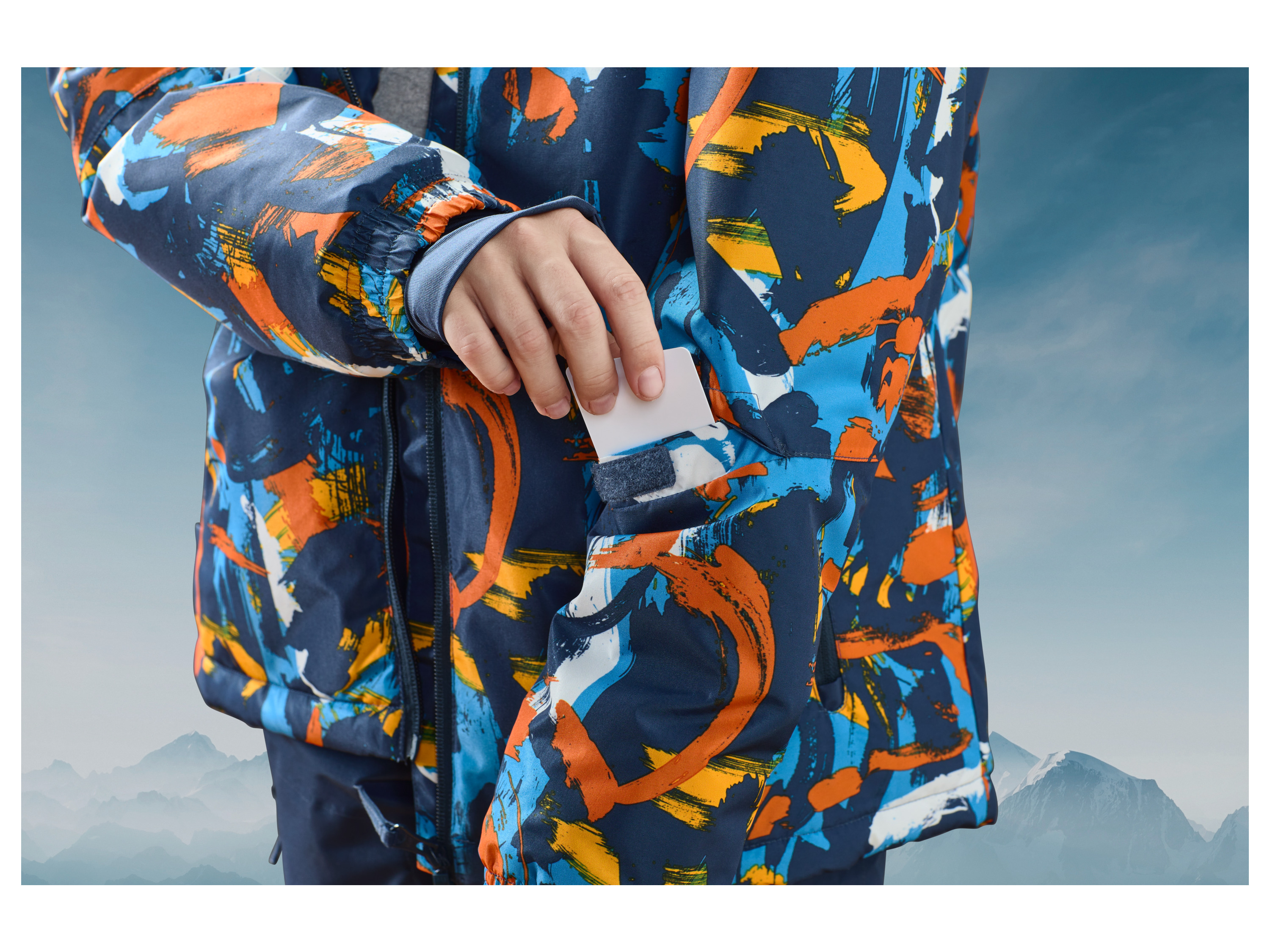 Thumbnail - CRIVIT Kinder Jungen Skijacke (134/140, navy/blau/orange)