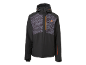 Schwarze Herren-Skijacke mit grauem Muster und orangefarbenen Akzenten