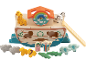 Holzspielzeug Arche Noah mit Tieren und Figuren.